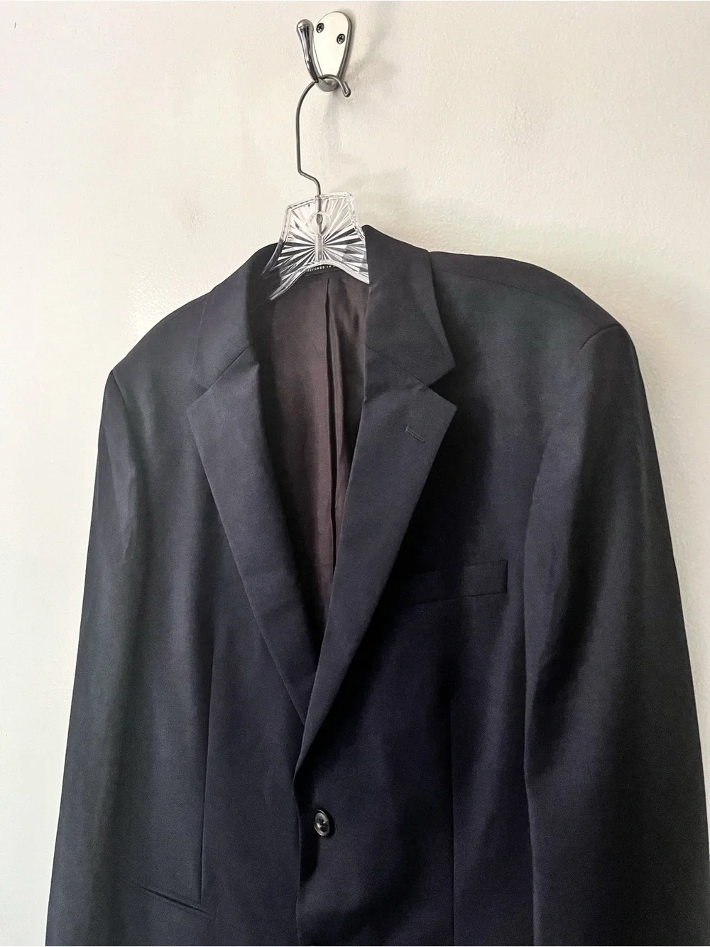 Reiss Hope Wool Blend Notch Lapel 2 Button Travel Blazer Stretch Navy Blue 38S